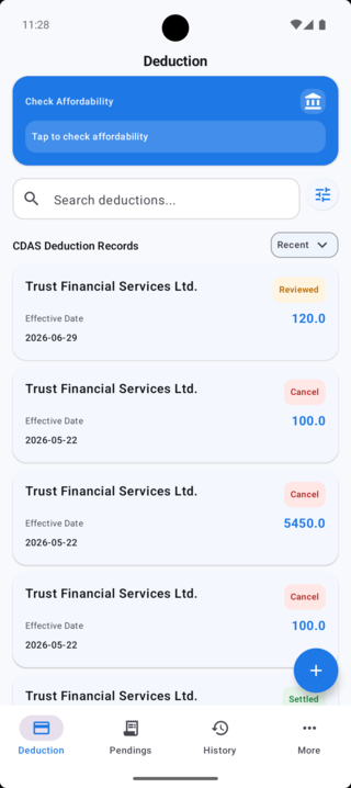 CDAS mobile app screenshot