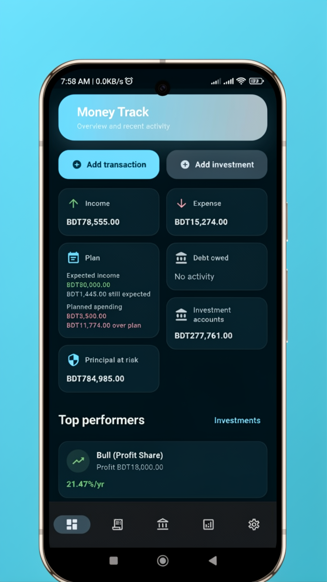 Money Track app screenshot